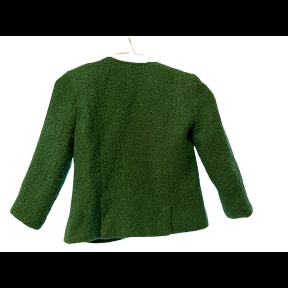 CAbi Cabi green boucle blazer jacket lined wool cropped - Picture 3 of 4